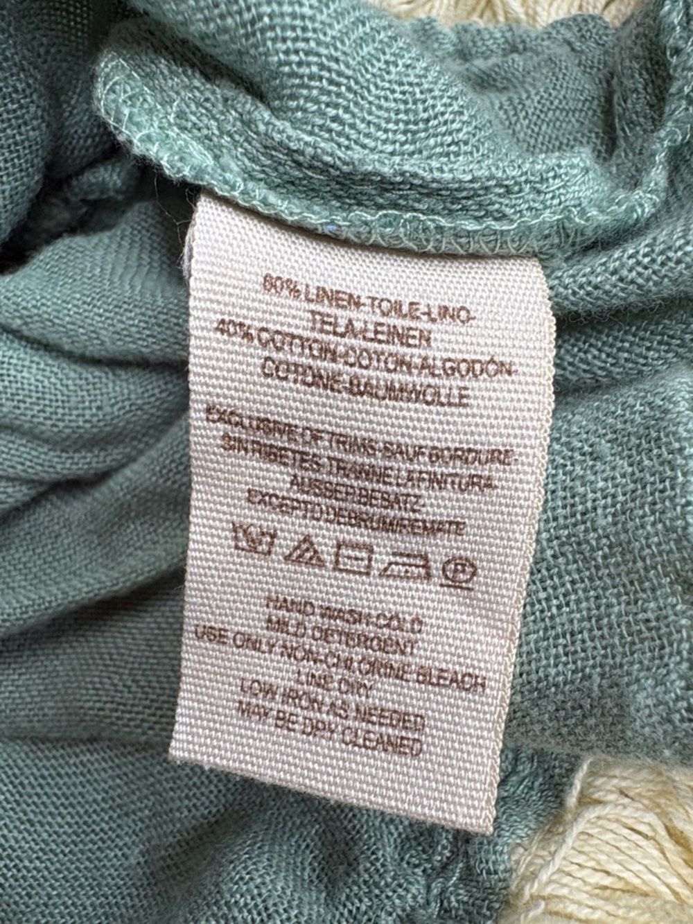 Free People Sage Green Linen & Crochet-Trim Sleeveless Tunic - Picture 7 of 8